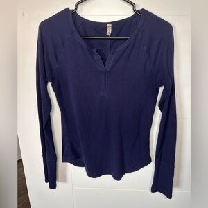 Free People Deep ink navy blue longsleeve henley
